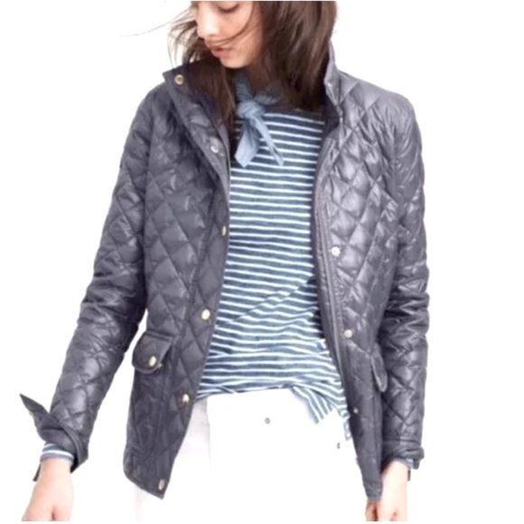 J. CREW Quilted Down Filled Gray Puffer Jacket Size S - Picture 1 of 10